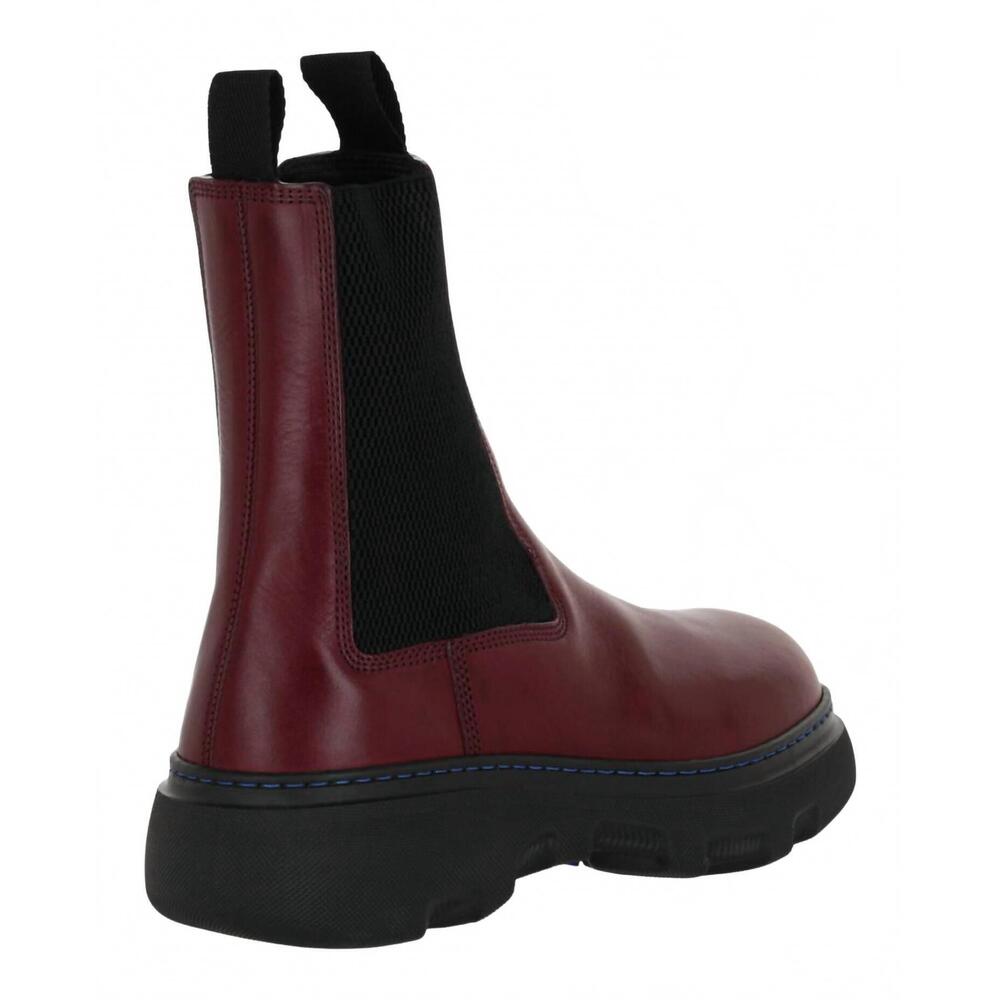 NEW BURBERRY women's creeper chelsea boots in plum - Picture 3 of 4